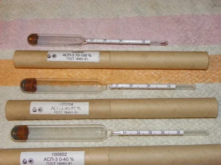 Спиртометры, от 0-40, от 40-70, от 70-100 об.